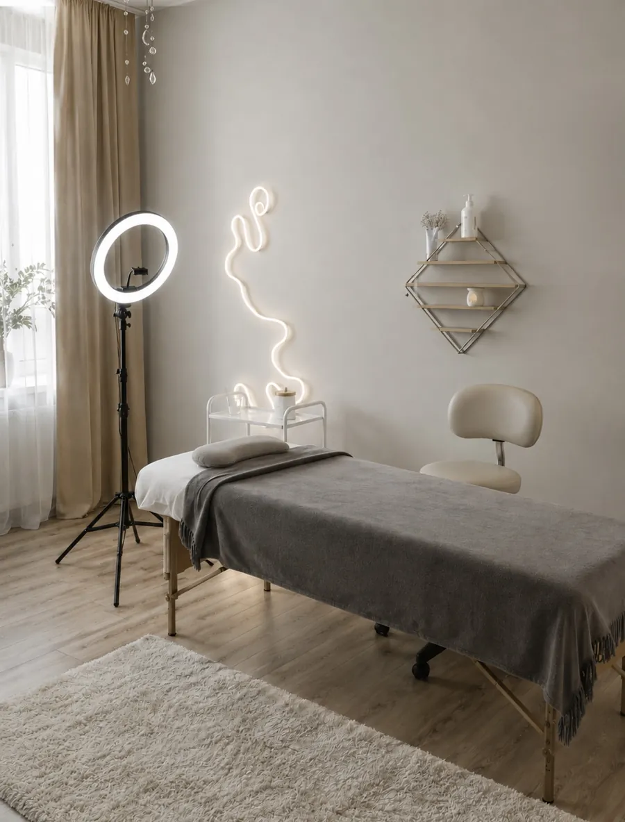 Lash treatment room at Darya Beauty Studio, Batumi — bed and professional lighting